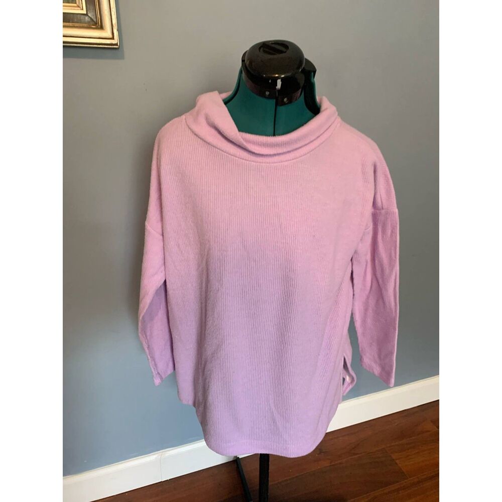 Anthropologie Periwinkle Purple Ribbed Mockneck Sweater Shirt, size XS